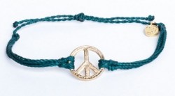 Gold Peace Sign Teal